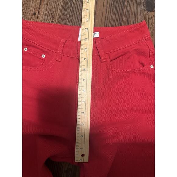 Luxe Princess Polly Size 2 Solid Red Relaxed Denim Jeans 100%Cotton MINT Bold - Picture 4 of 8